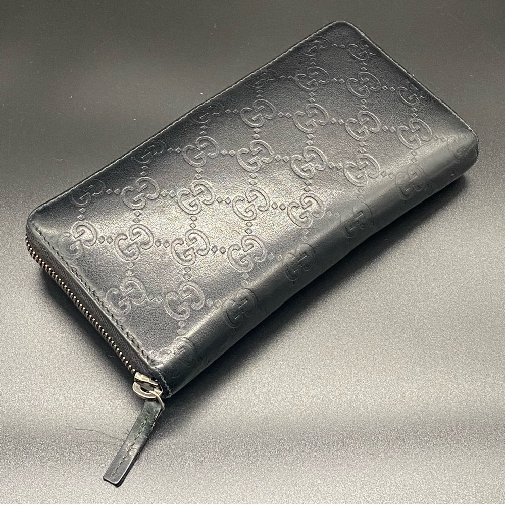 Gucci GG Zip Around Long Wallet Guccissima Leather Monogram - Black